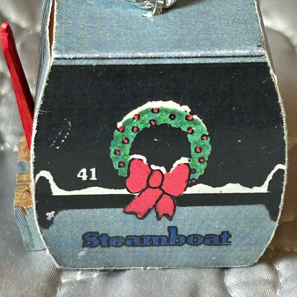 Wooden Steamboat Christmas’s Ornament collectible #41 Vintage
